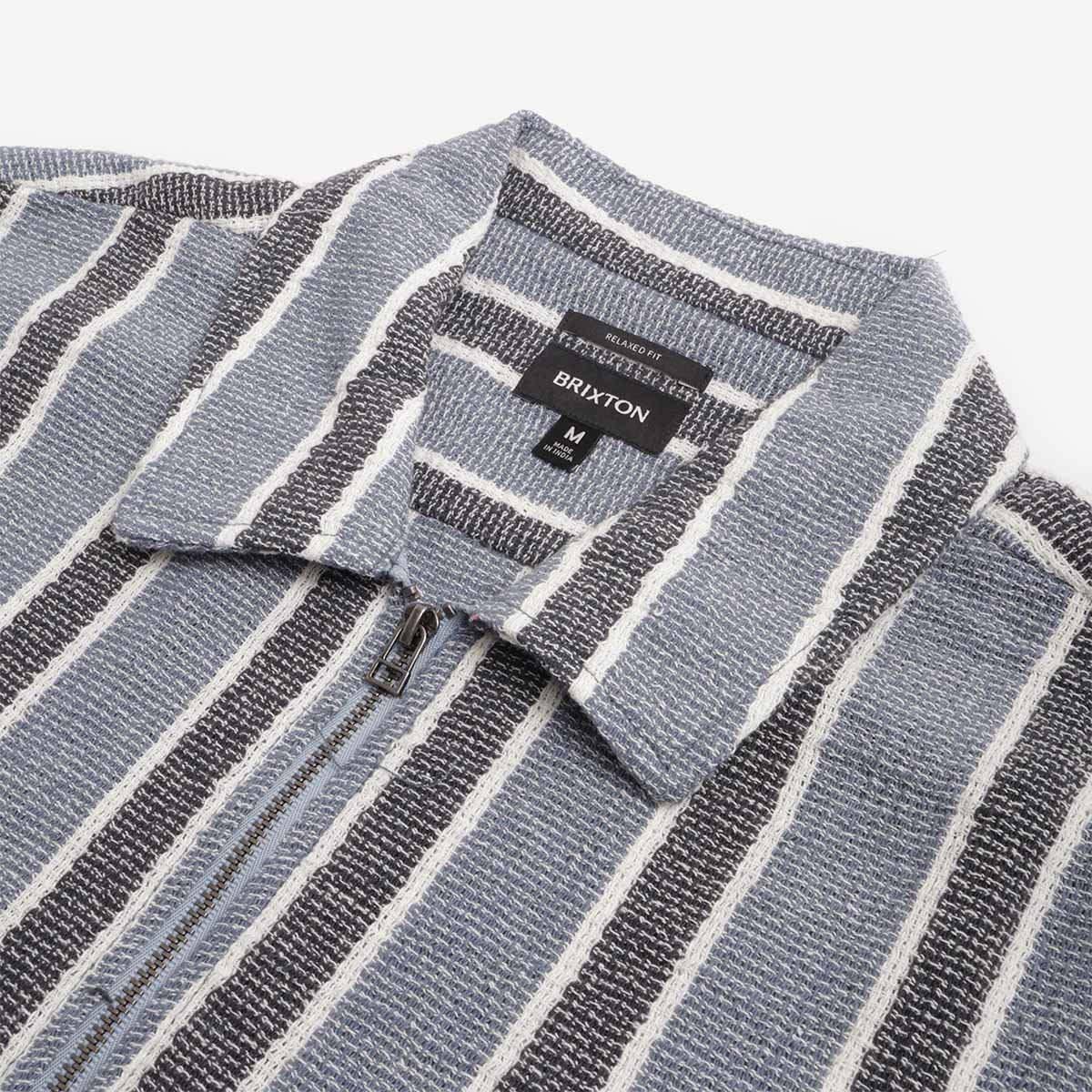 Brixton The Dexter Textured Stripe Short Sleeve Shirt - Black