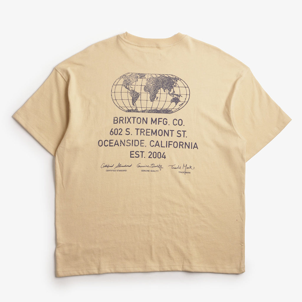 Brixton Union Heavyweight Relaxed T-Shirt, Cream Classic Wash, Detail Shot 1