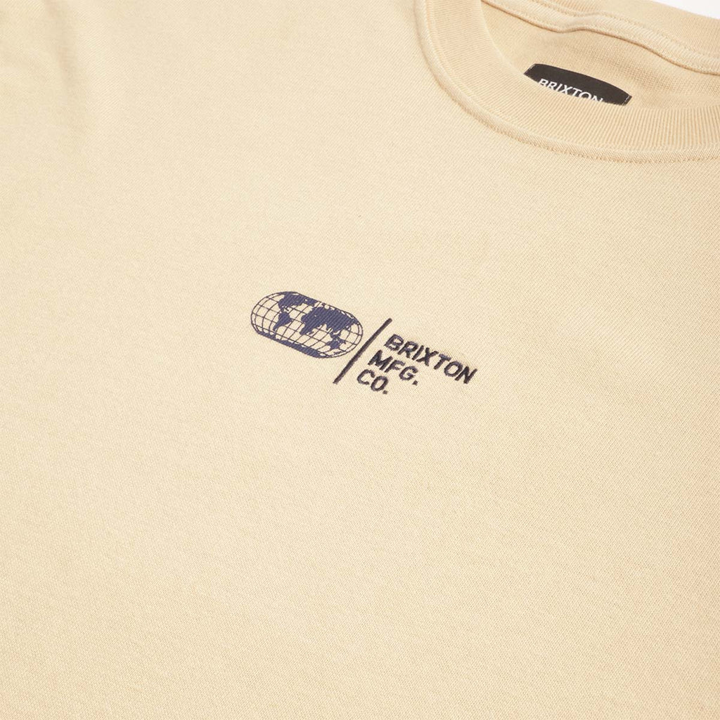 Brixton Union Heavyweight Relaxed T-Shirt, Cream Classic Wash, Detail Shot 3