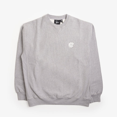 By Parra Balloon Logo Cross-Grain Crewneck in Heather Grey, front view