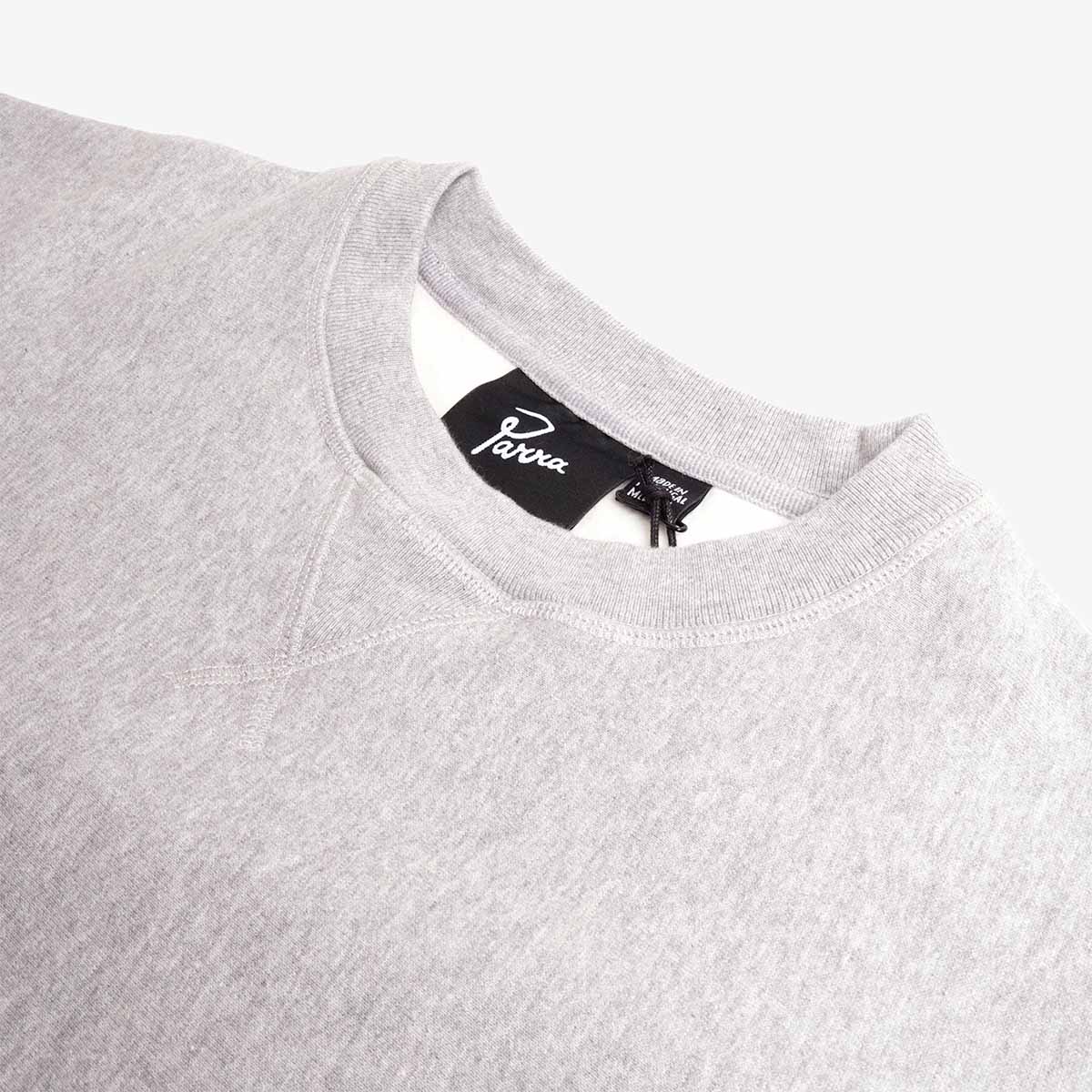 Ribbed collar and By Parra neck label, heather grey crewneck