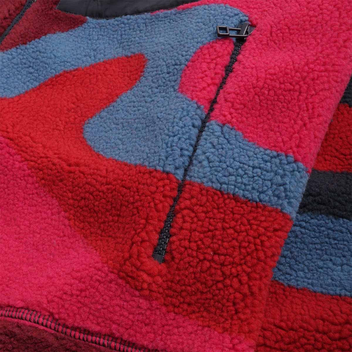 main By Parra Full FTP Booster Polar Fleece Jacket, Red, Detail Shot 4