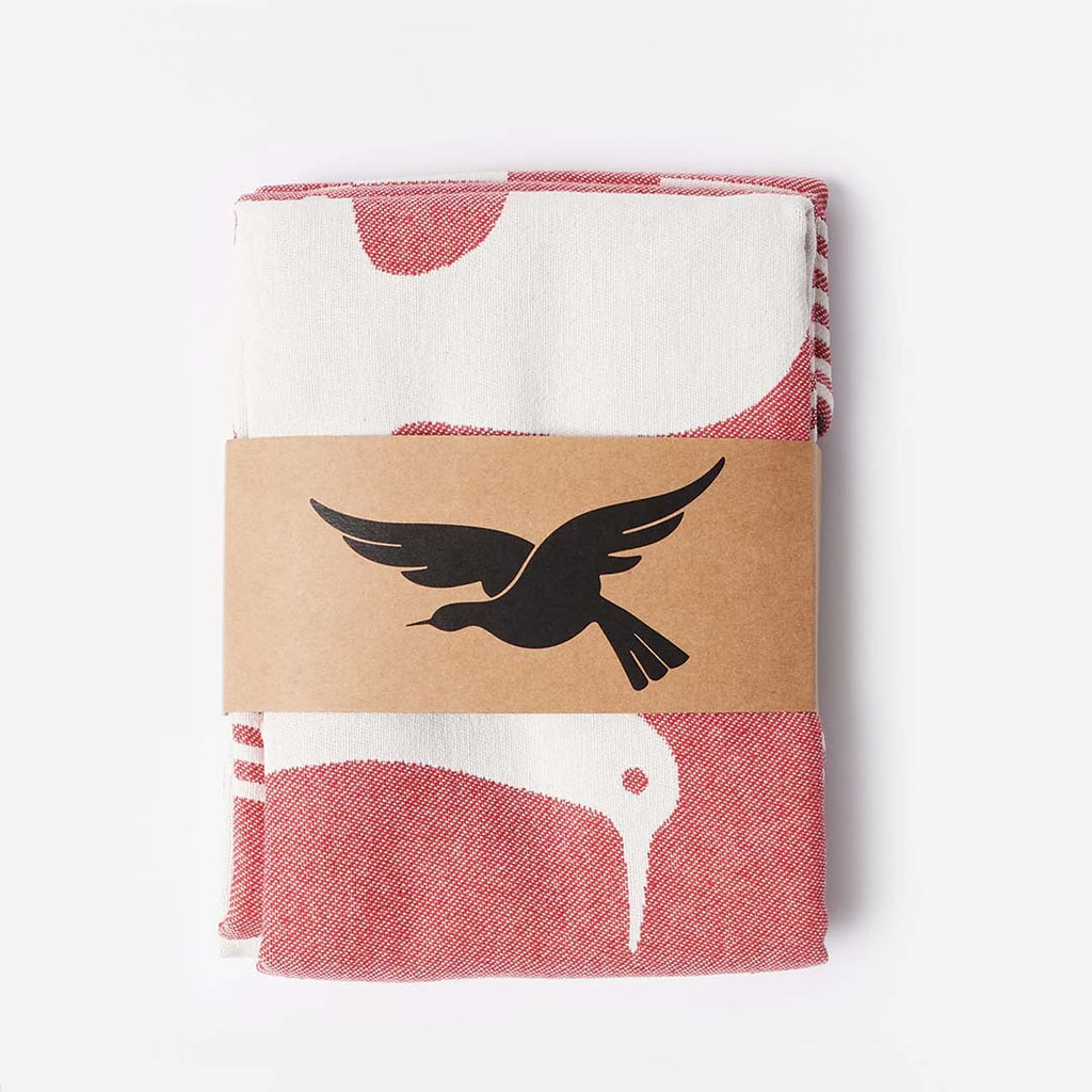 By Parra Infinite Kitchen Bird Towel Set, Red, Detail Shot 2