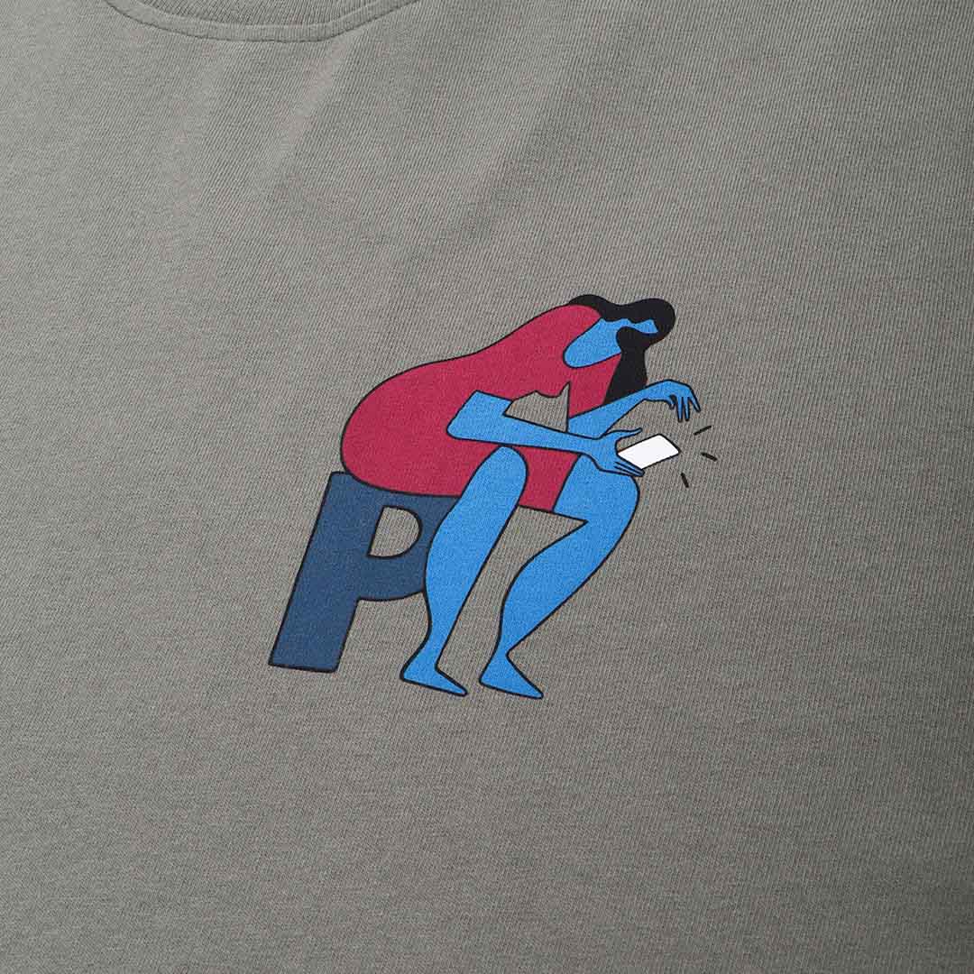By Parra Insecure Days T-Shirt, Greyish Green, Detail Shot 3