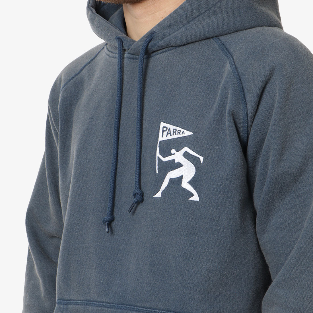 By Parra Neurotic Mini Flag Hoodie, Washed Blue, Detail Shot 2