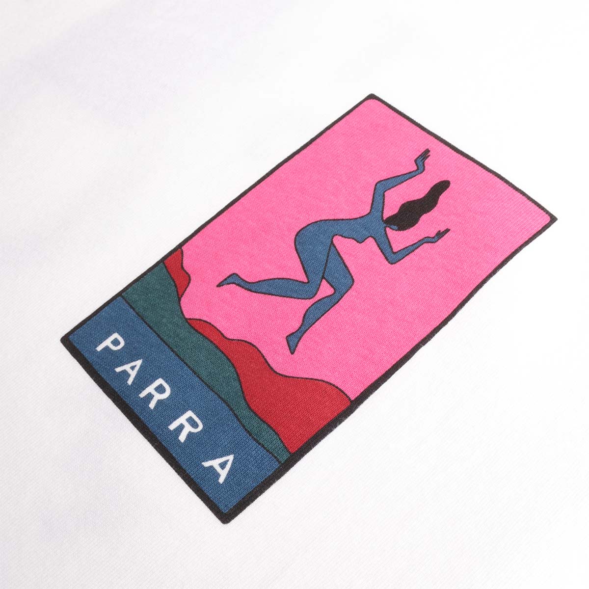 Pink Parra chest print with figure graphic