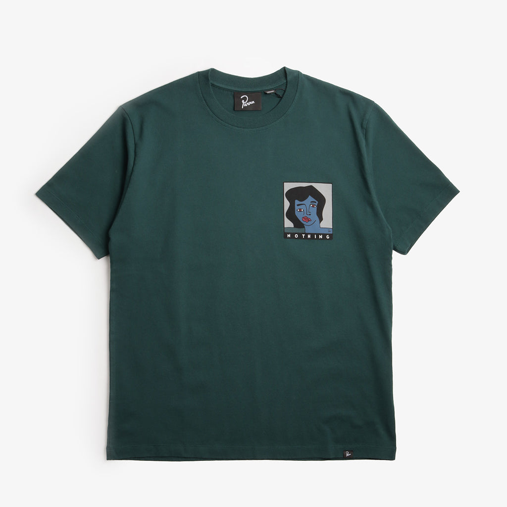 By Parra Nothing Please T-Shirt, Pine Green, Detail Shot 1
