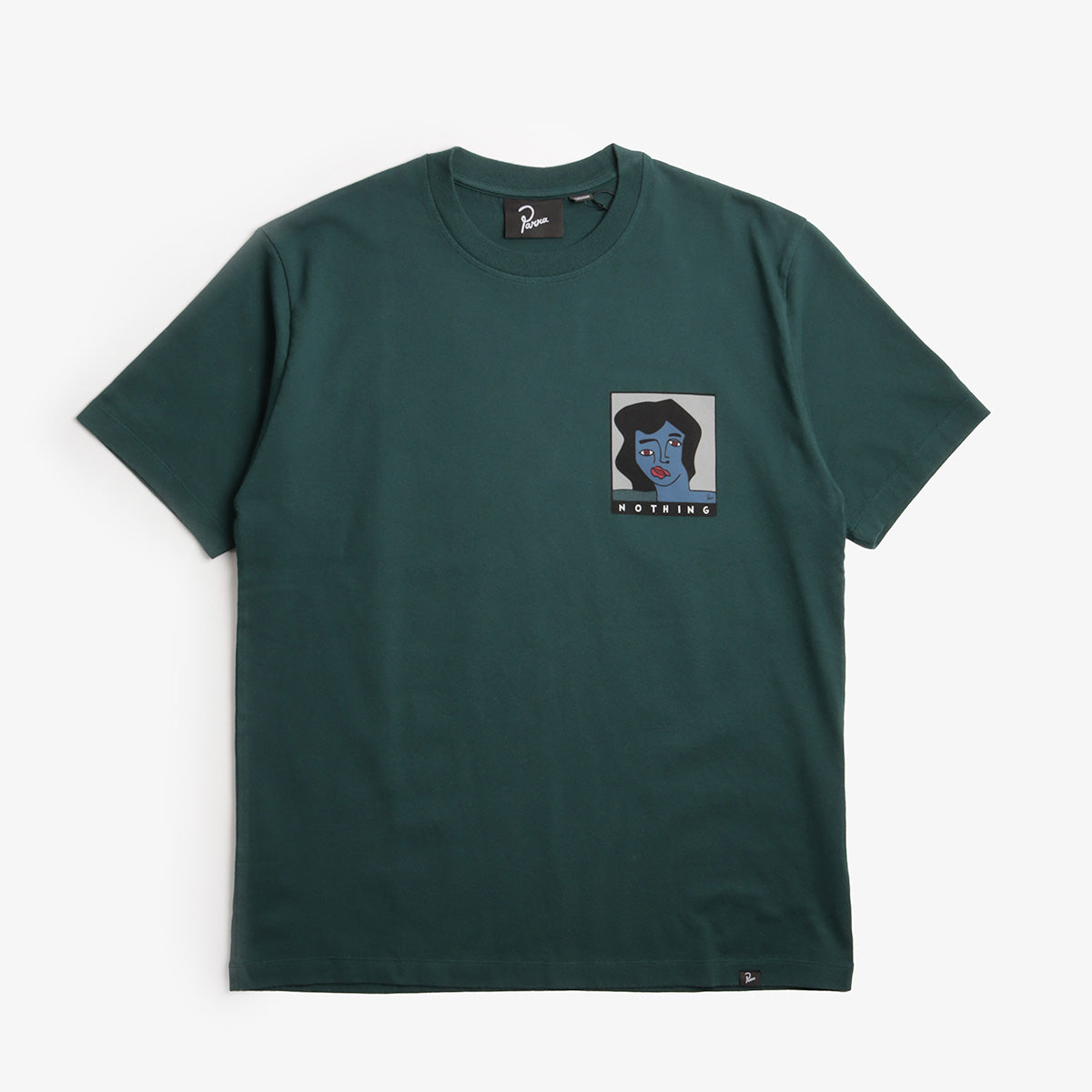 By Parra Nothing Please T-Shirt, Pine Green, Detail Shot 1