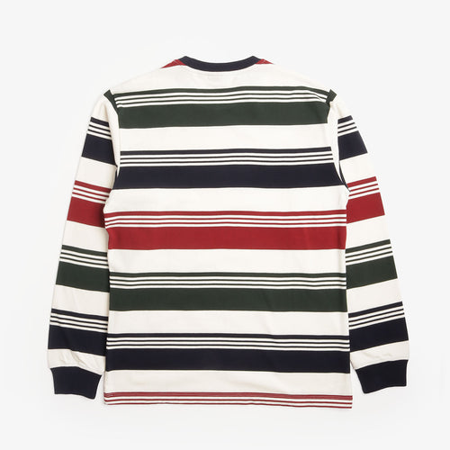 By Parra Original Stripe Long Sleeve T-Shirt in Pine Green, back view