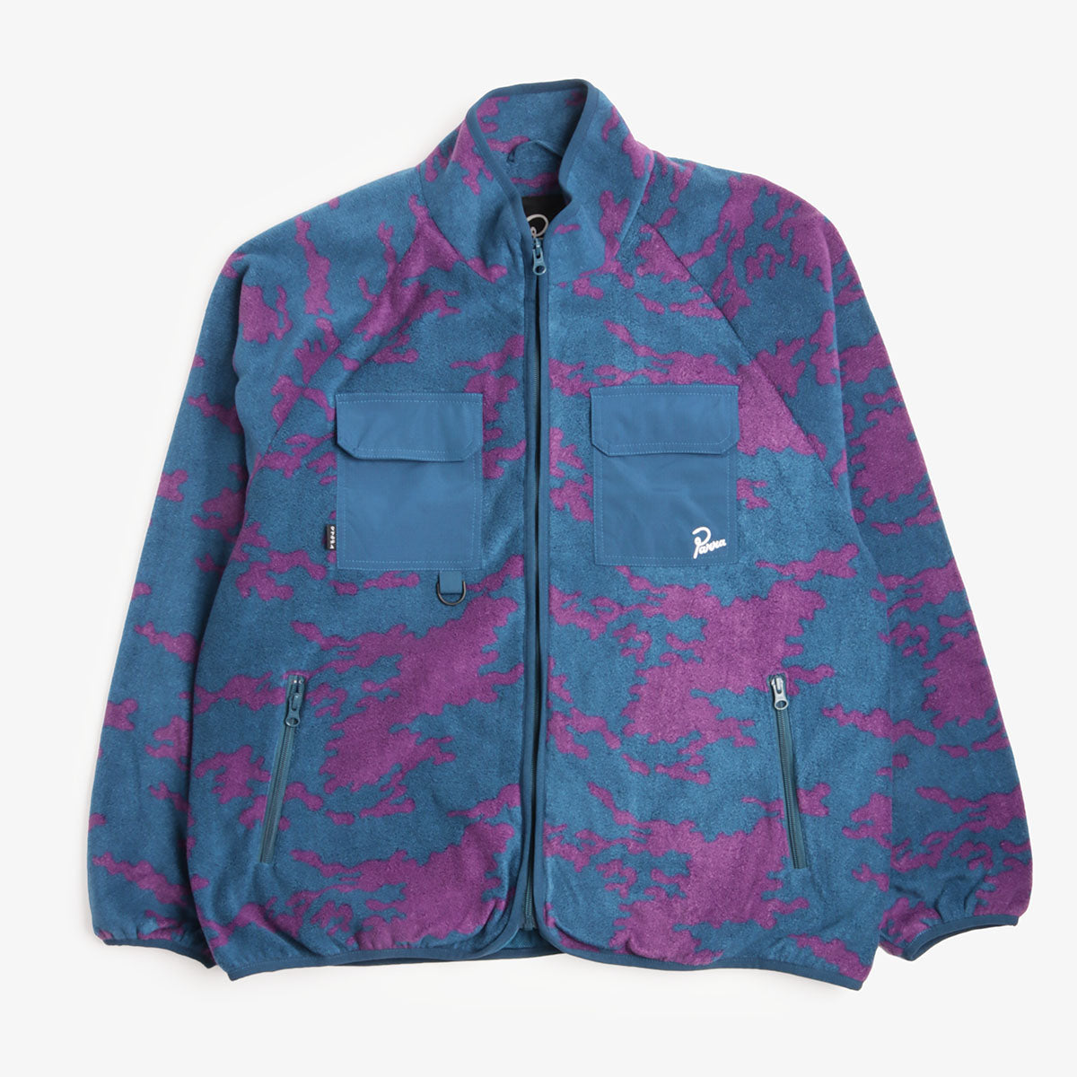 By Parra Purple Darwin Camo Fleece in Blue, front view