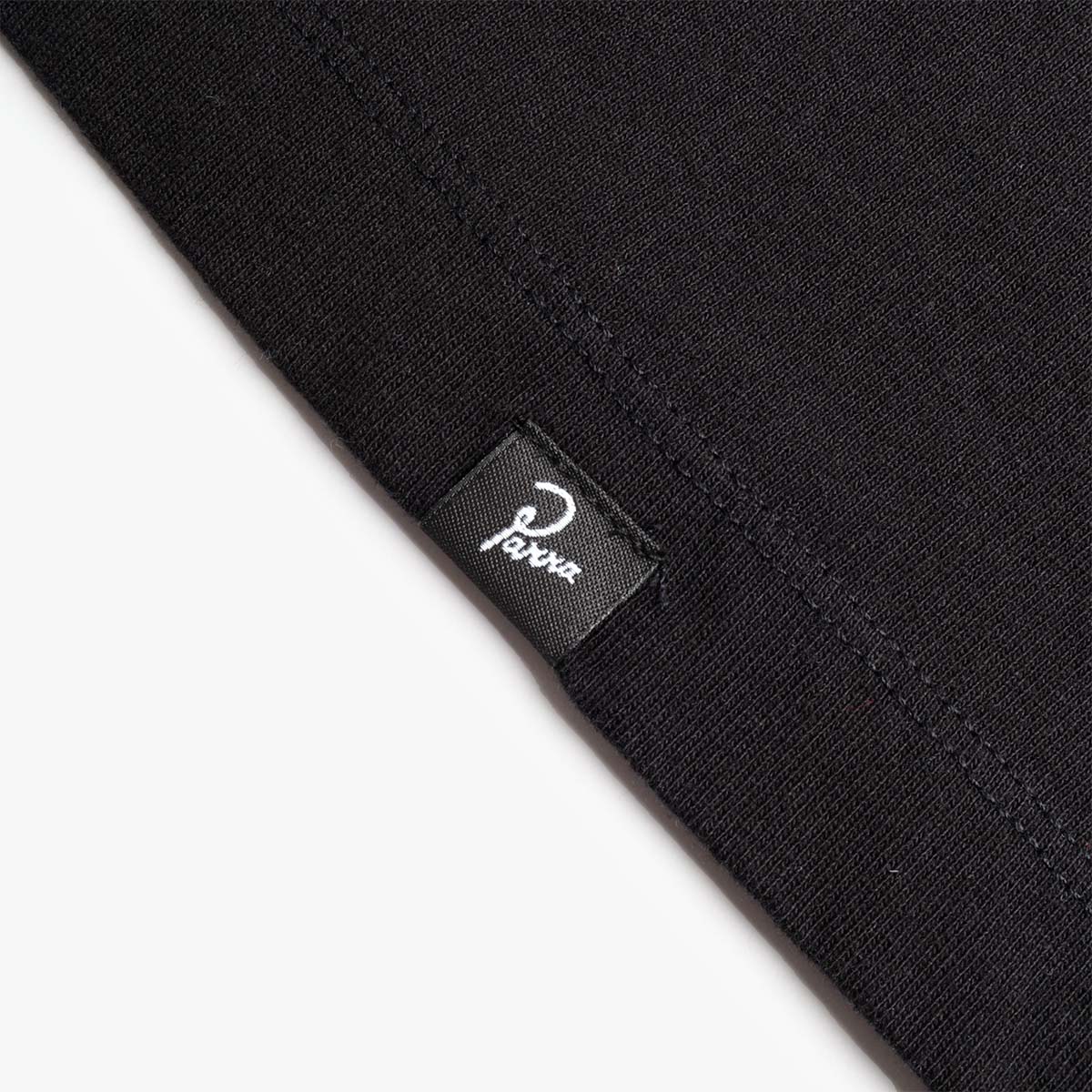 Woven Parra hem tab, black cotton t-shirt