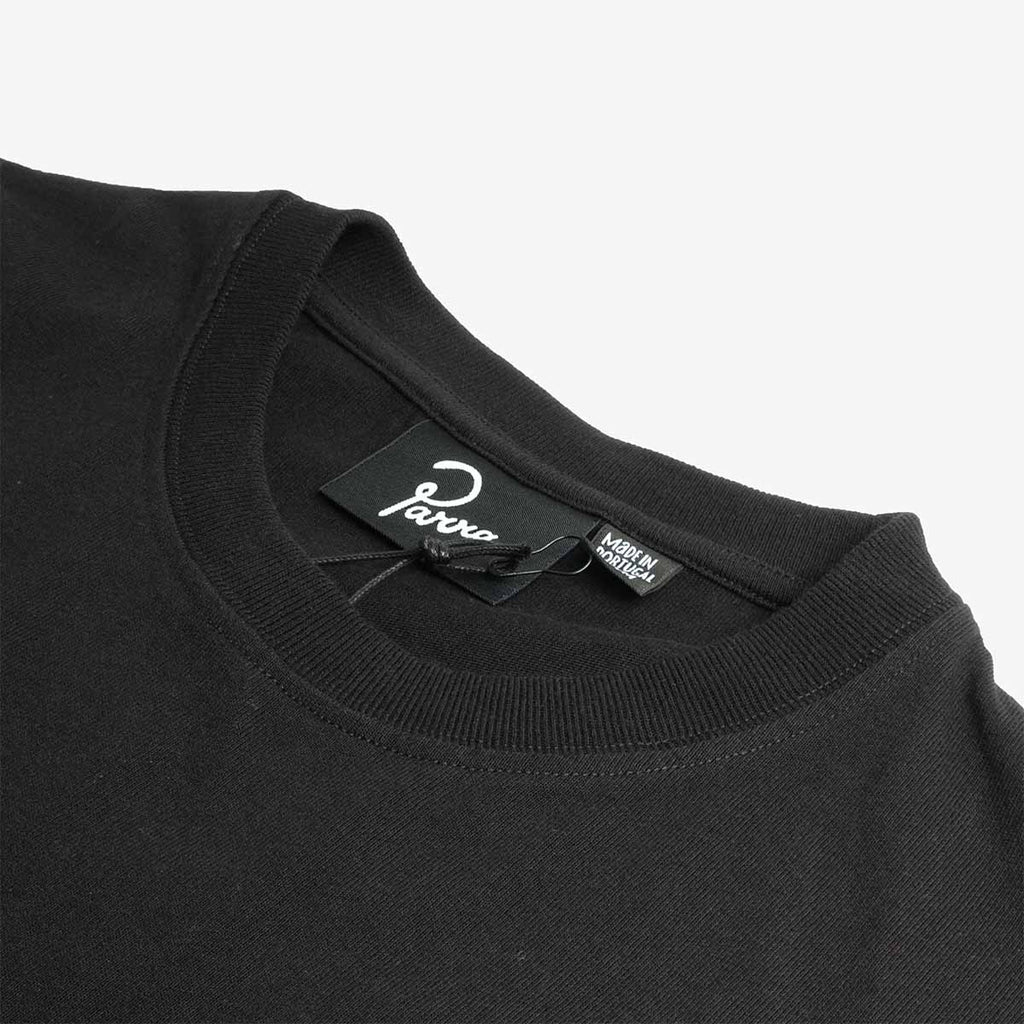 Woven Parra neck label, black t-shirt