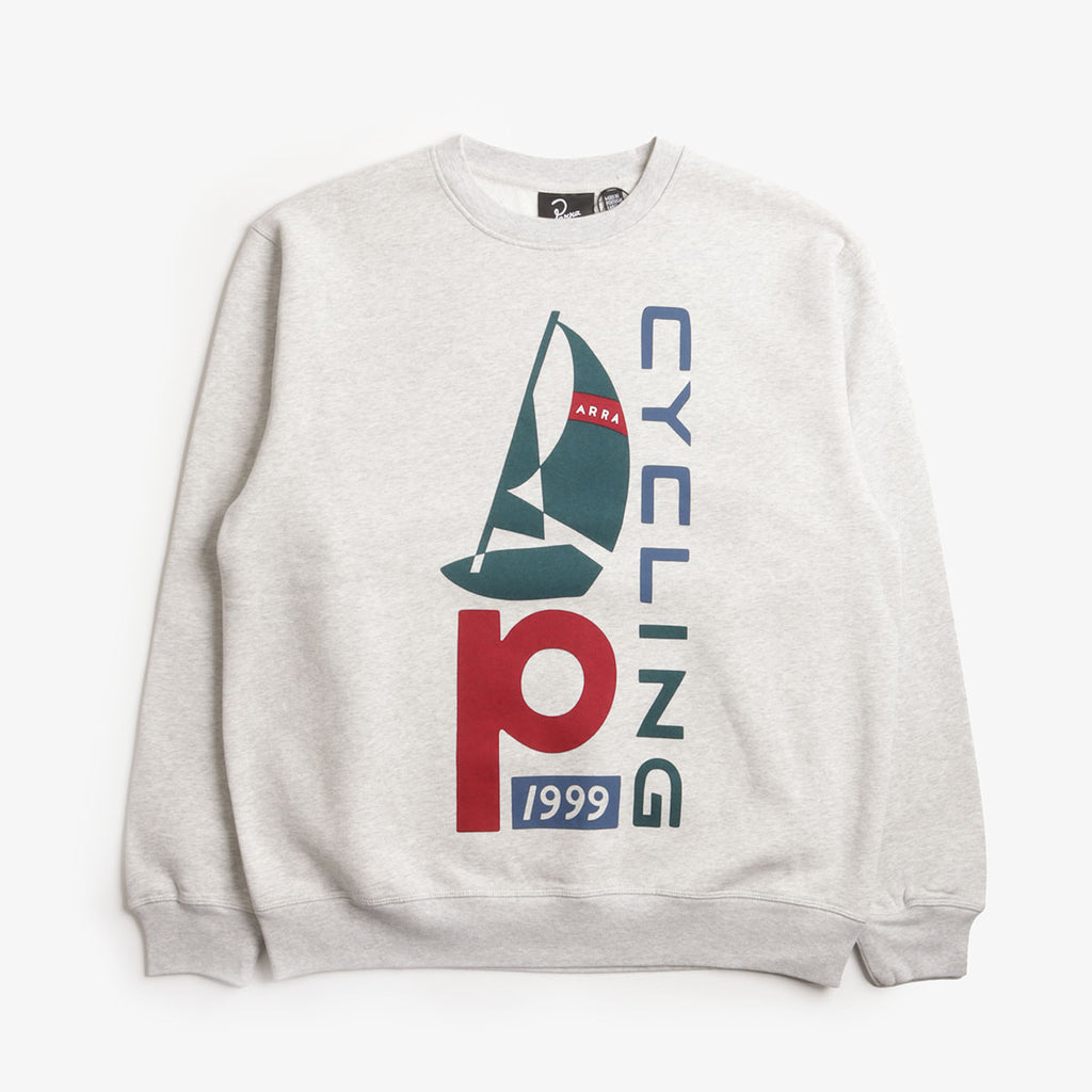 By Parra Sail Bike Crew Neck Sweatshirt, Heather Grey, Detail Shot 1