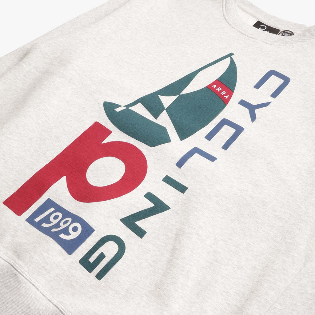By Parra Sail Bike Crew Neck Sweatshirt, Heather Grey, Detail Shot 2