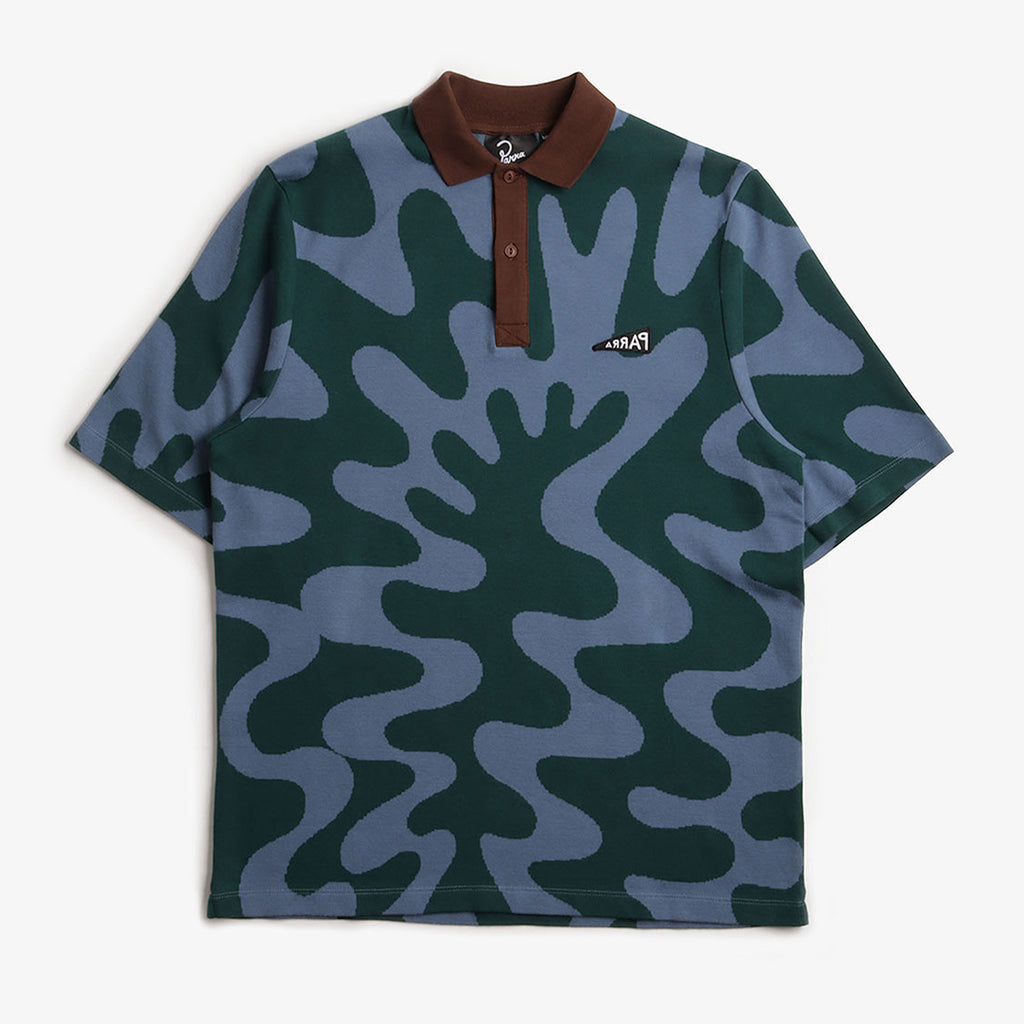 By Parra Splashed Polo Shirt, Pine Green, Detail Shot 1