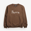 By Parra Weird Trad Logo Crew Neck Sweatshirt, Brown, Detail Shot 1