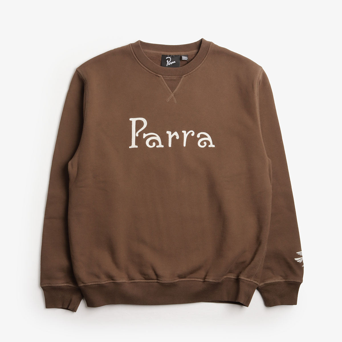By Parra Weird Trad Logo Crew Neck Sweatshirt, Brown, Detail Shot 1