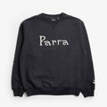 By Parra Weird Trad Logo Crew Neck Sweatshirt, Dark Navy, Detail Shot 1