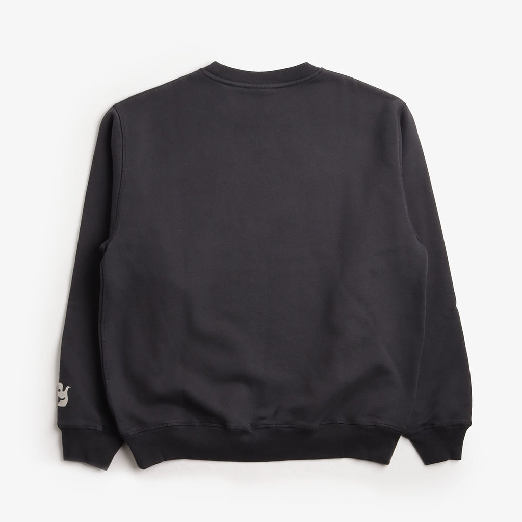 By Parra Weird Trad Logo Crew Neck Sweatshirt, Dark Navy, Detail Shot 4