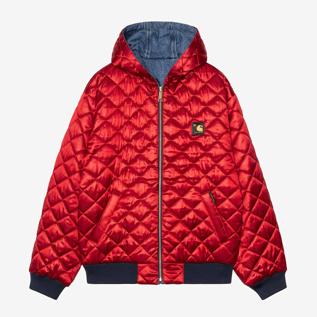Carhartt WIP 50 Years Anniversary OG Active Jacket - Denim, Blue USA Red (Stone Bleached), Detail Shot 3