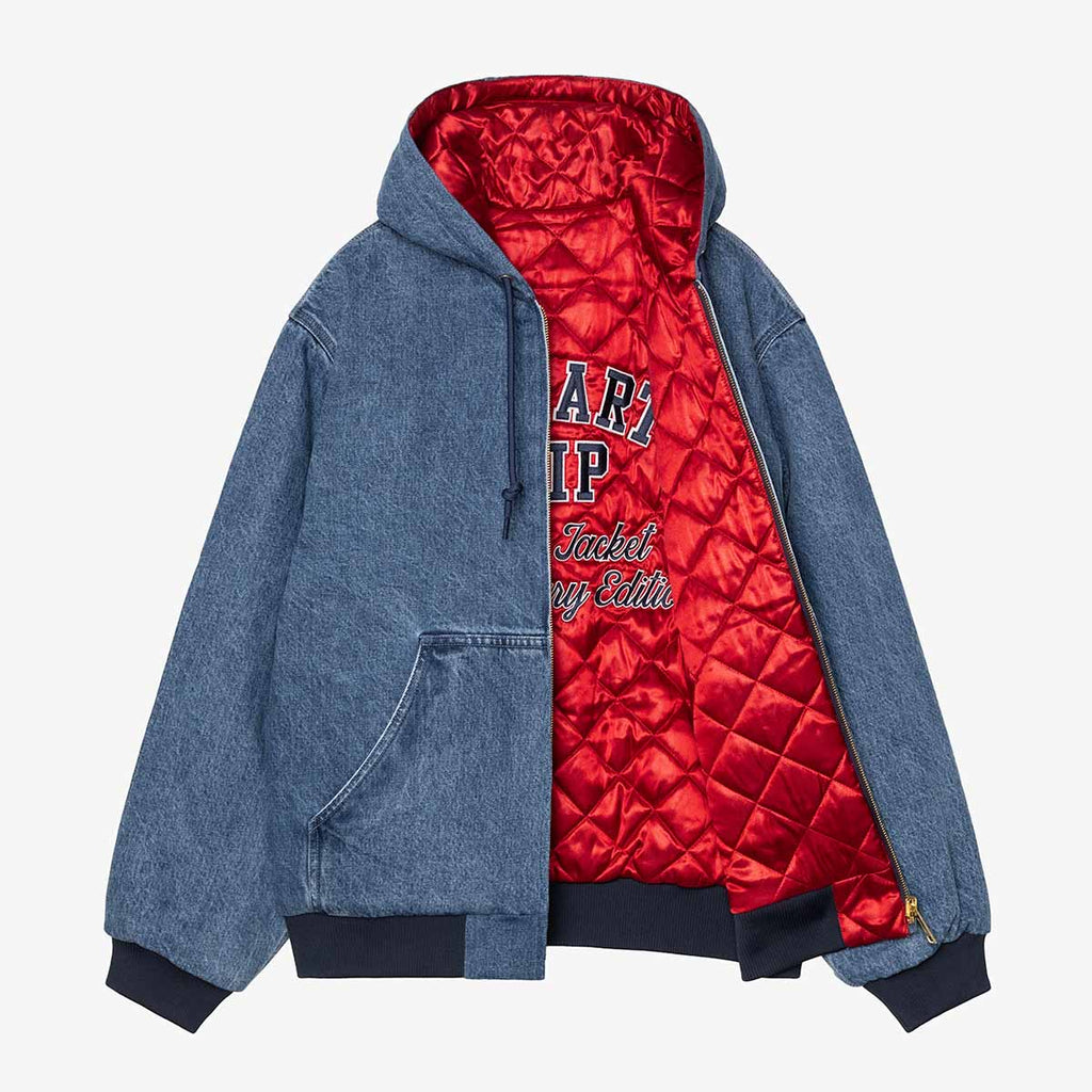 Carhartt WIP 50 Years Anniversary OG Active Jacket - Denim, Blue USA Red (Stone Bleached), Detail Shot 5