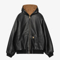 Carhartt WIP 50 Years Anniversary OG Active Jacket - Leather, Black Hamilton Brown, Detail Shot 1