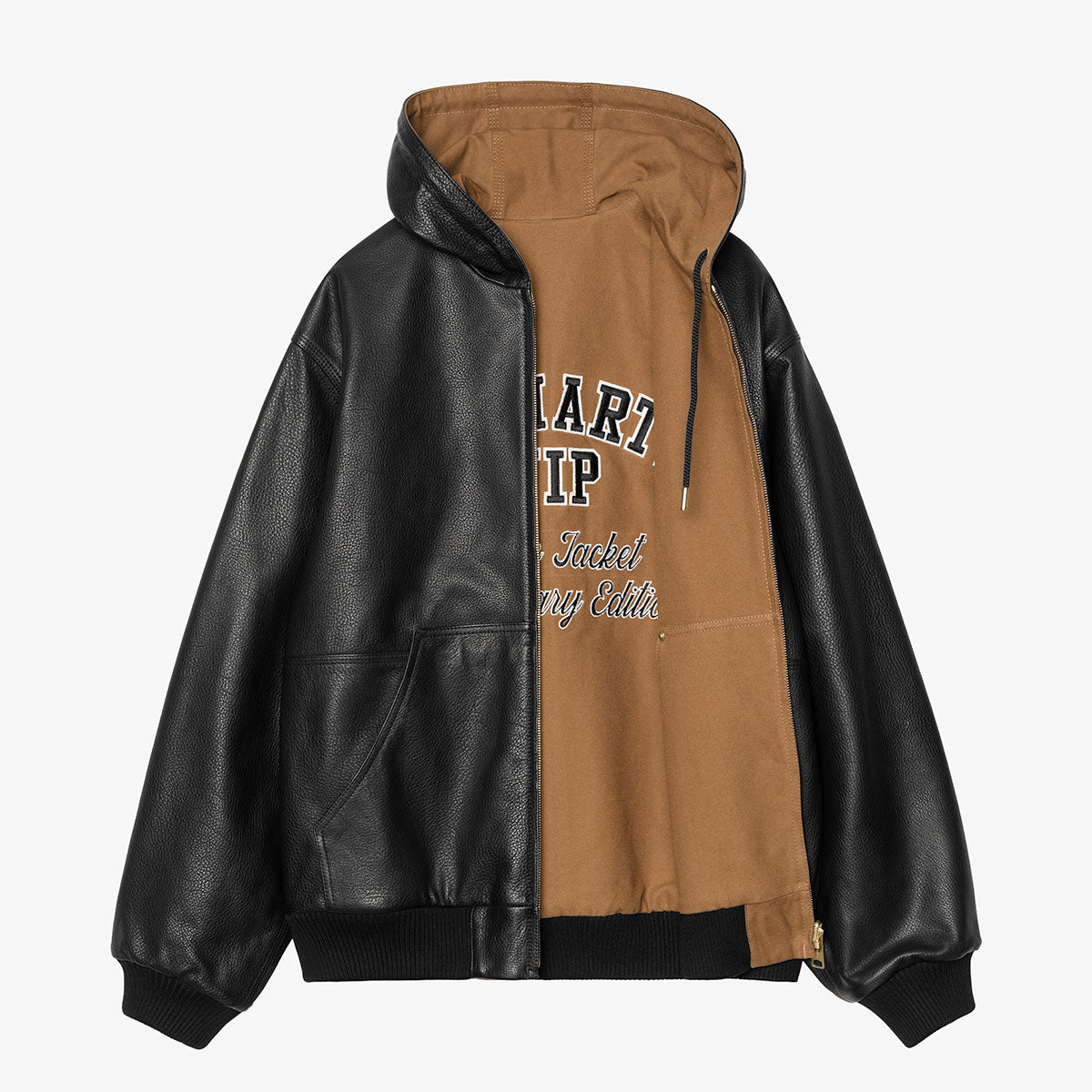 Carhartt WIP 50 Years Anniversary OG Active Jacket - Leather, Black Hamilton Brown, Detail Shot 3