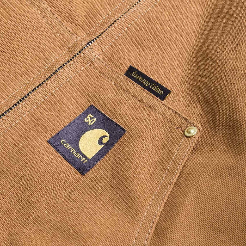 Carhartt WIP 50 Years Anniversary OG Active Jacket - Leather, Black Hamilton Brown, Detail Shot 8