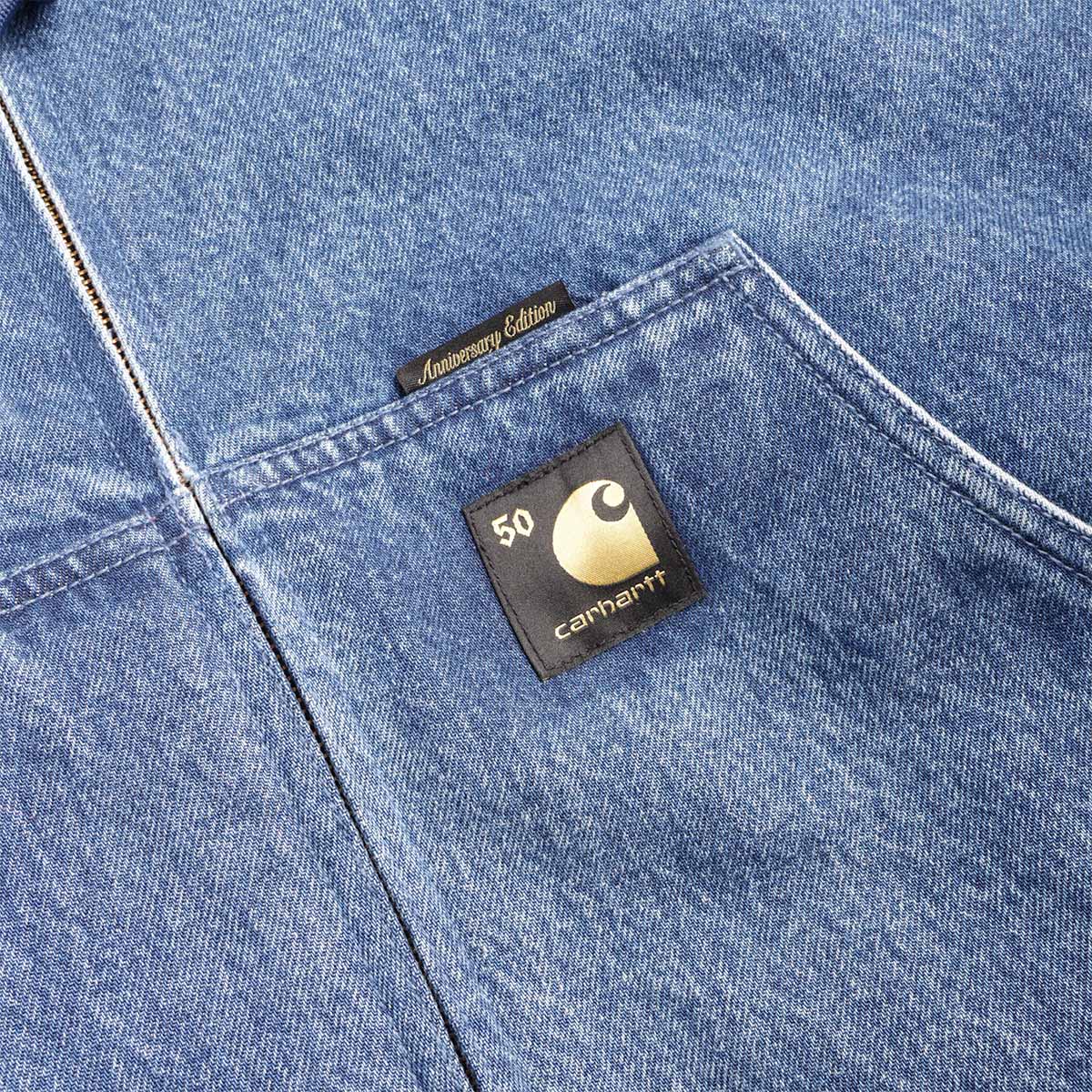 Carhartt WIP 50 Years Anniversary OG Active Jacket - Denim, Blue USA Red (Stone Bleached), Detail Shot 6