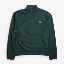 thumbnail Carhartt WIP American Script Half Zip Sweatshirt, Dark Fir, Detail Shot 1