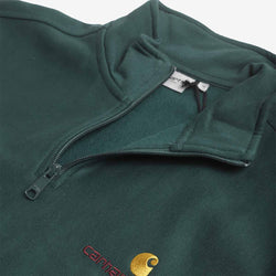 thumbnail Carhartt WIP American Script Half Zip Sweatshirt, Dark Fir, Detail Shot 4