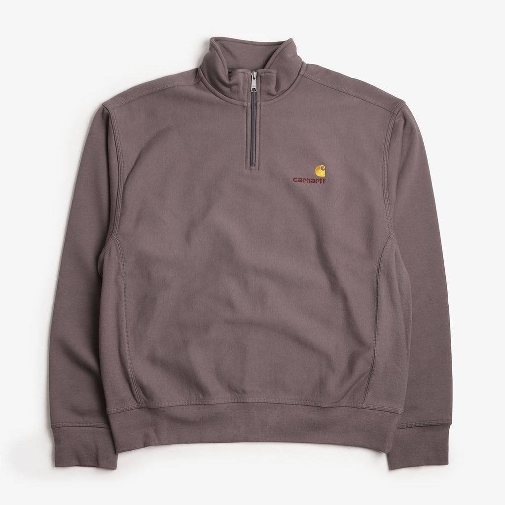 Carhartt WIP American Script Half Zip Sweatshirt, Porphyry, Detail Shot 1
