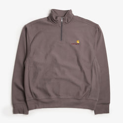 thumbnail Carhartt WIP American Script Half Zip Sweatshirt, Porphyry, Detail Shot 1