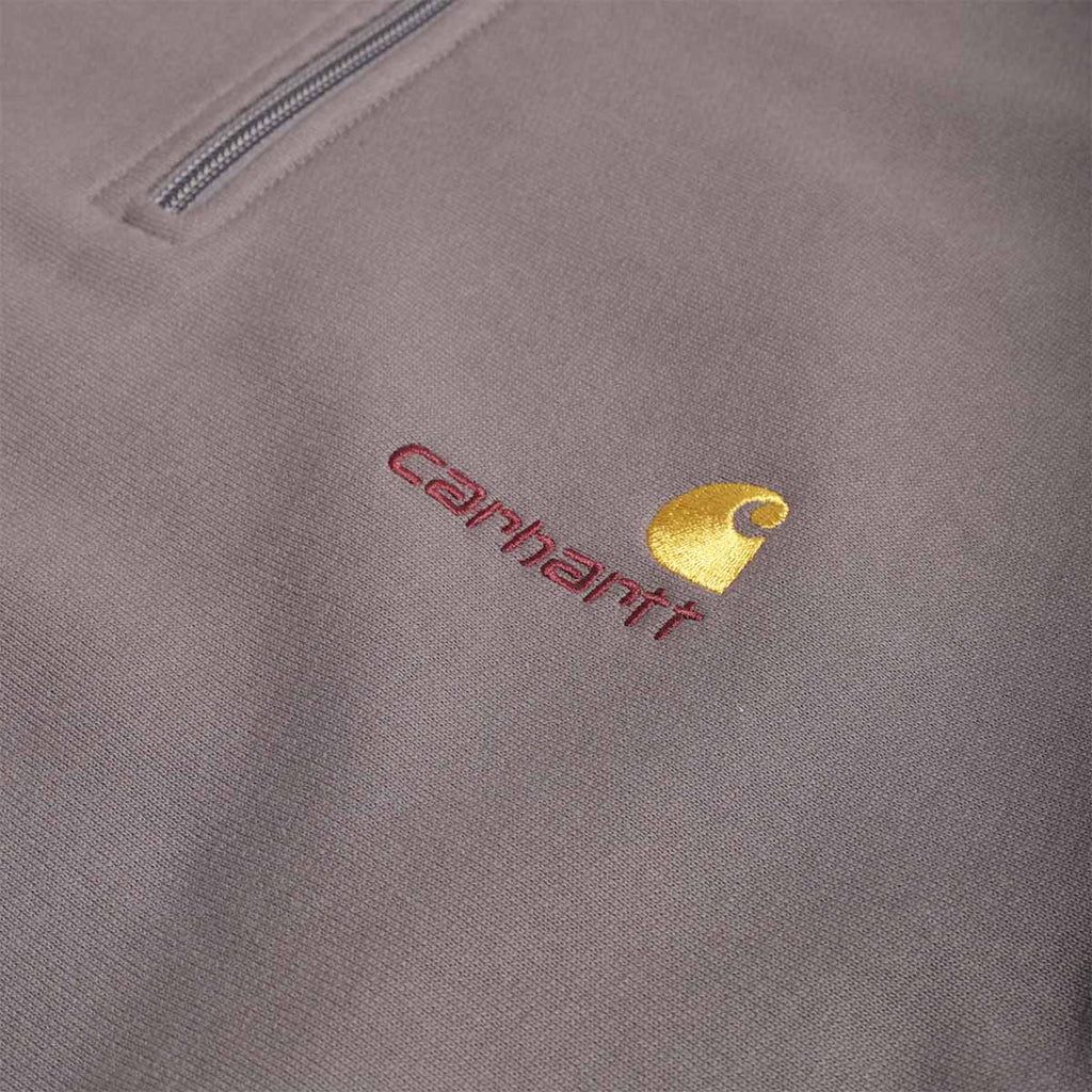 Carhartt WIP American Script Half Zip Sweatshirt, Porphyry, Detail Shot 3