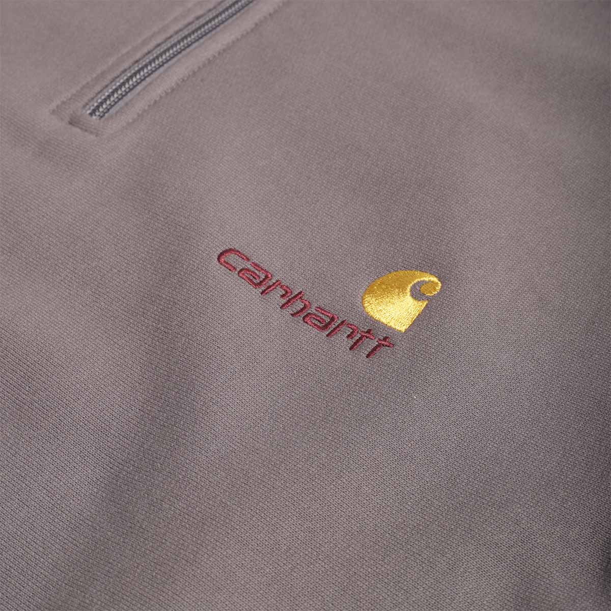 main Carhartt WIP American Script Half Zip Sweatshirt, Porphyry, Detail Shot 3