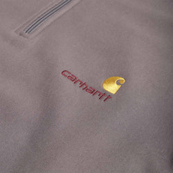 thumbnail Carhartt WIP American Script Half Zip Sweatshirt, Porphyry, Detail Shot 3