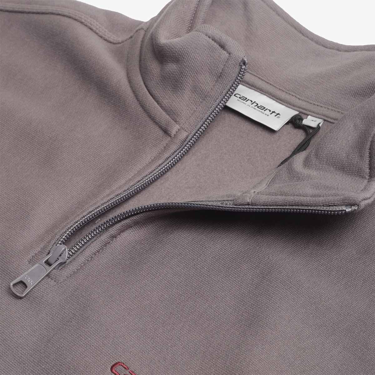 main Carhartt WIP American Script Half Zip Sweatshirt, Porphyry, Detail Shot 4