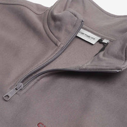 thumbnail Carhartt WIP American Script Half Zip Sweatshirt, Porphyry, Detail Shot 4