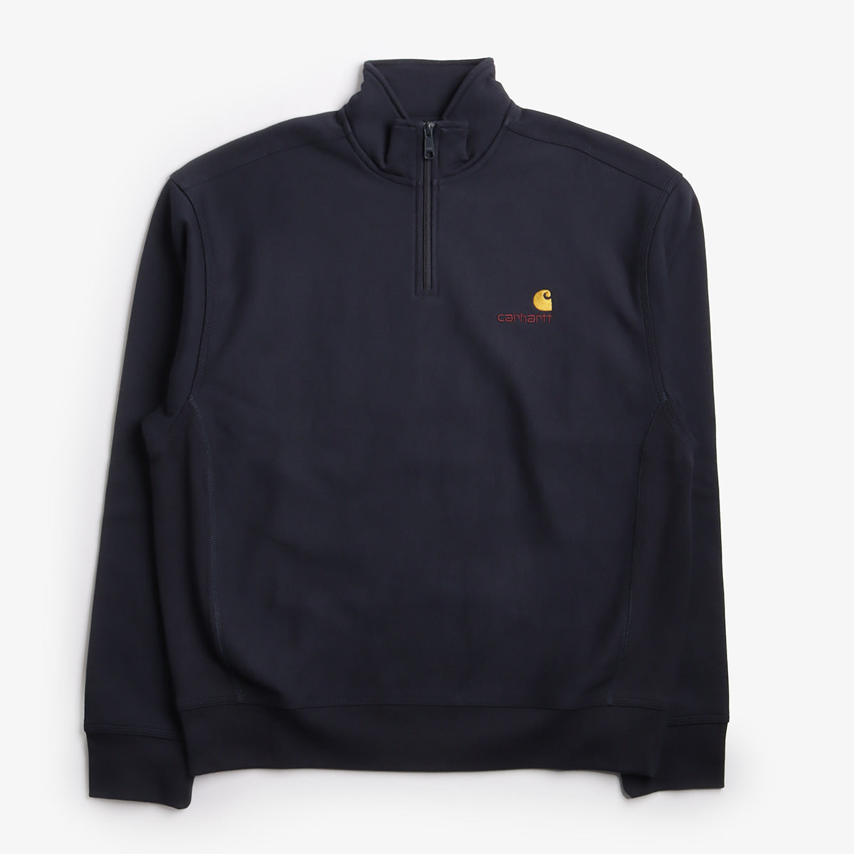 Carhartt WIP American Script Half Zip Sweatshirt, Deep Night, Detail Shot 1