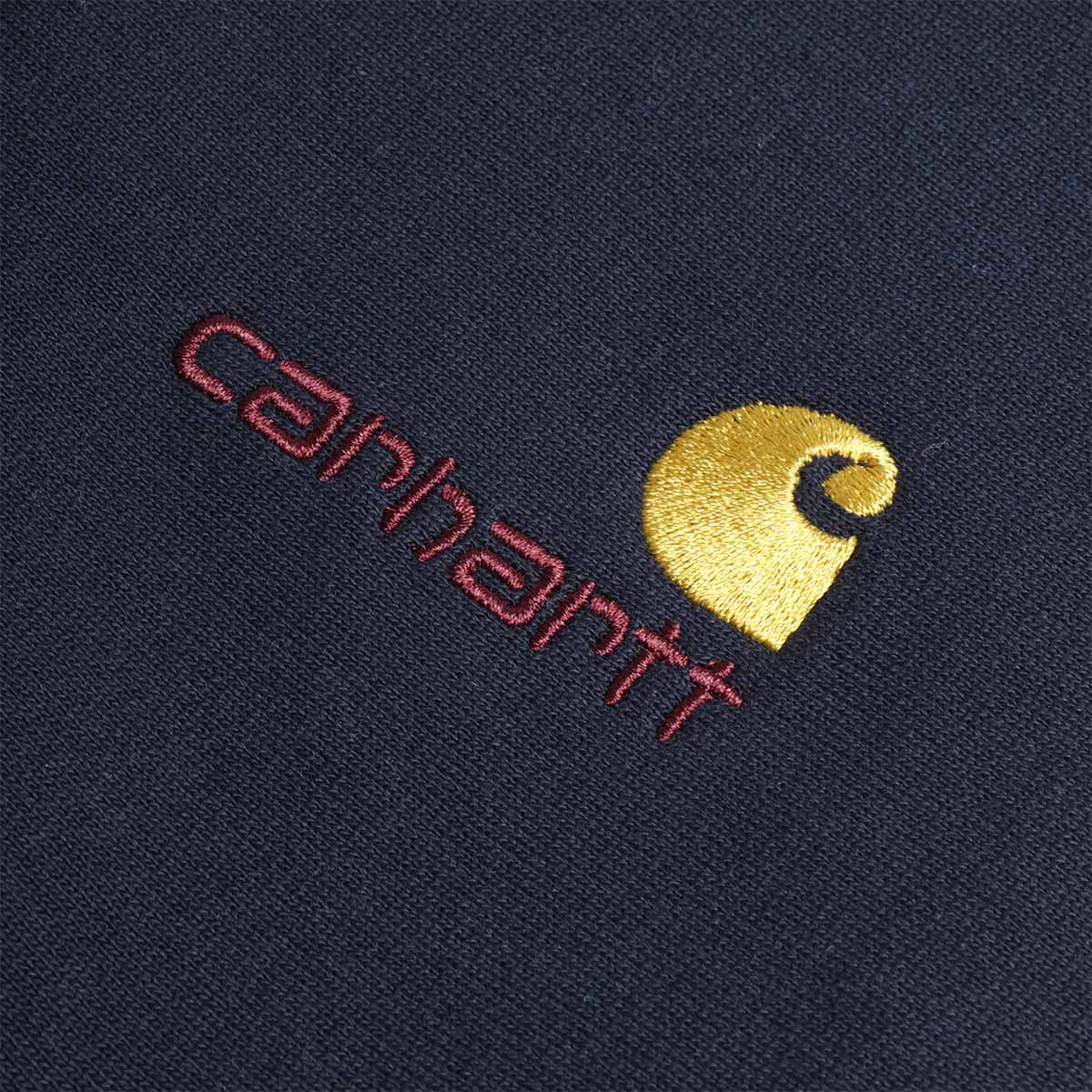 Carhartt WIP American Script Half Zip Sweatshirt, Deep Night, Detail Shot 4