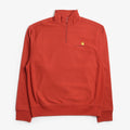 Carhartt WIP American Script Half Zip Sweatshirt, Oxide Red, Detail Shot 1