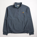 Carhartt WIP American Script Half Zip Sweatshirt, Office Blue, Detail Shot 1