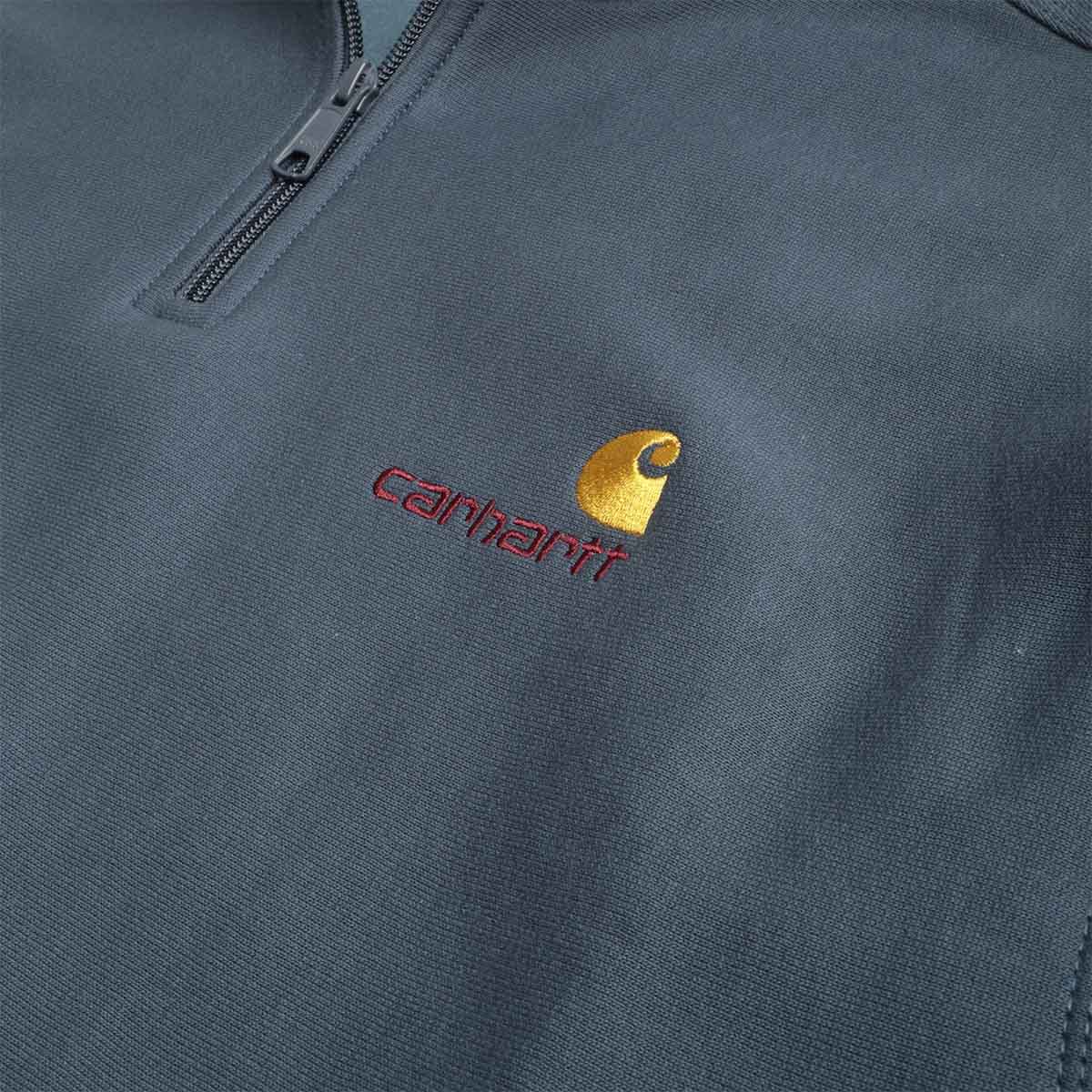 Carhartt WIP American Script Half Zip Sweatshirt, Office Blue, Detail Shot 3