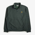 Carhartt WIP American Script Half Zip Sweatshirt, Kale Green, Detail Shot 1