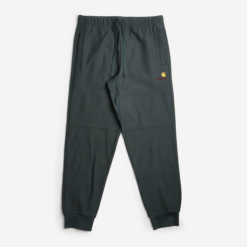 Carhartt WIP American Script Jogging Pant, Kale Green, Detail Shot 1