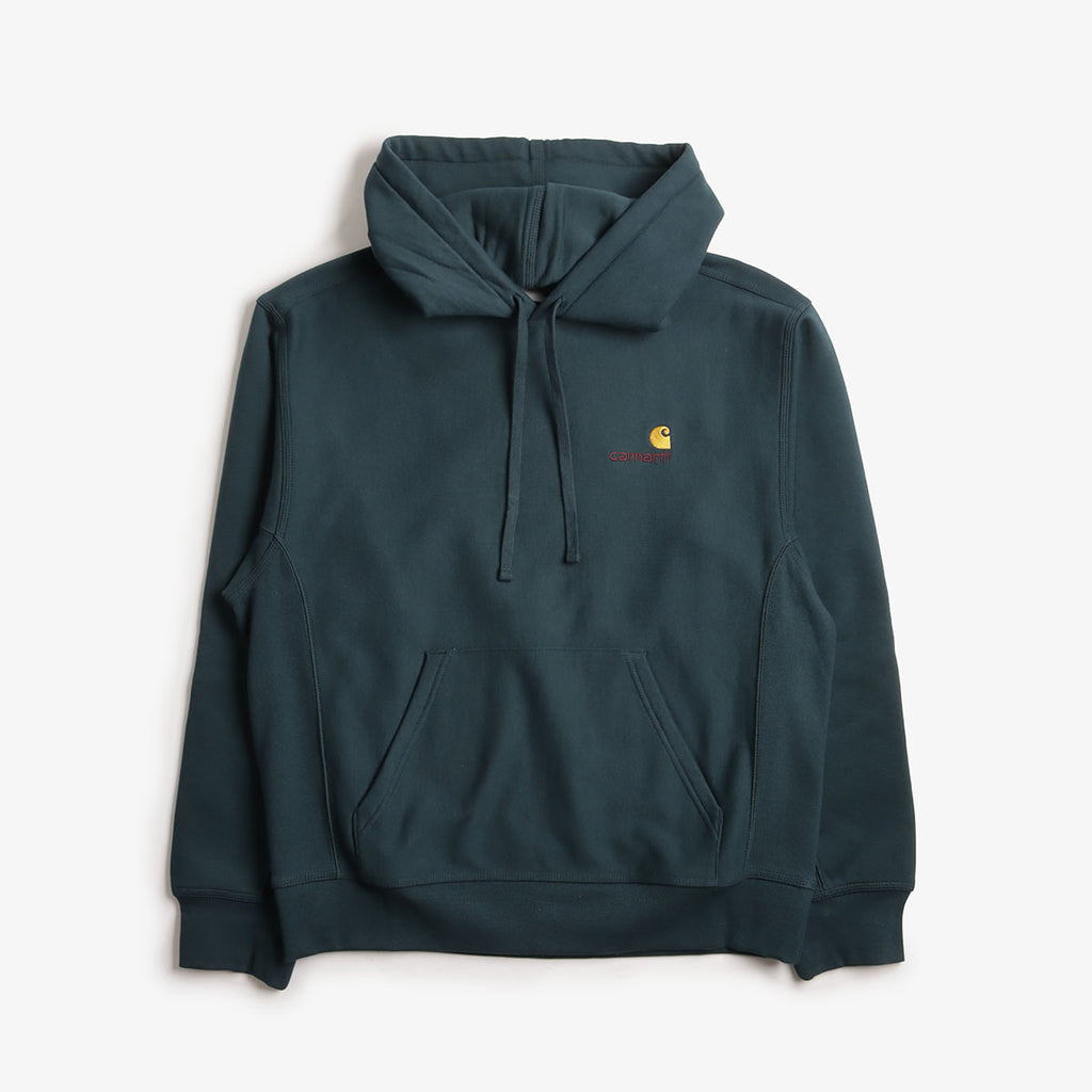 Carhartt WIP American Script Pullover Hoodie, Deep Lagoon, Detail Shot 1