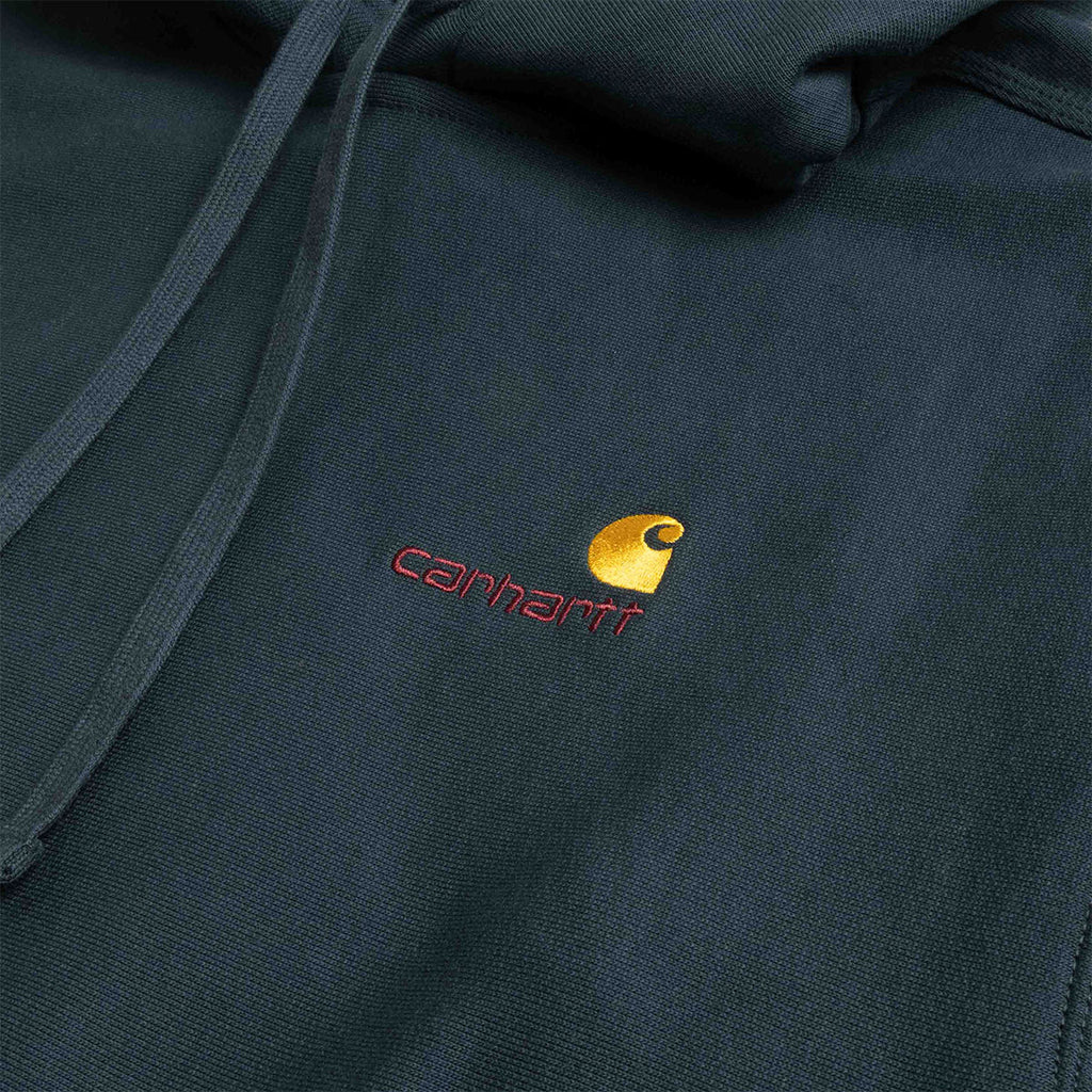 Carhartt WIP American Script Pullover Hoodie, Deep Lagoon, Detail Shot 3