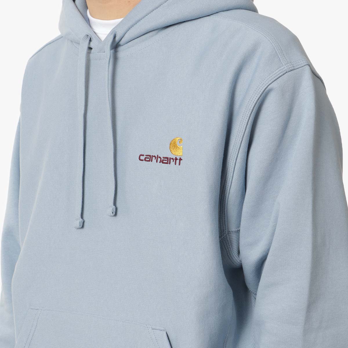 Carhartt WIP American Script Pullover Hoodie, Frosted Blue, Detail Shot 2