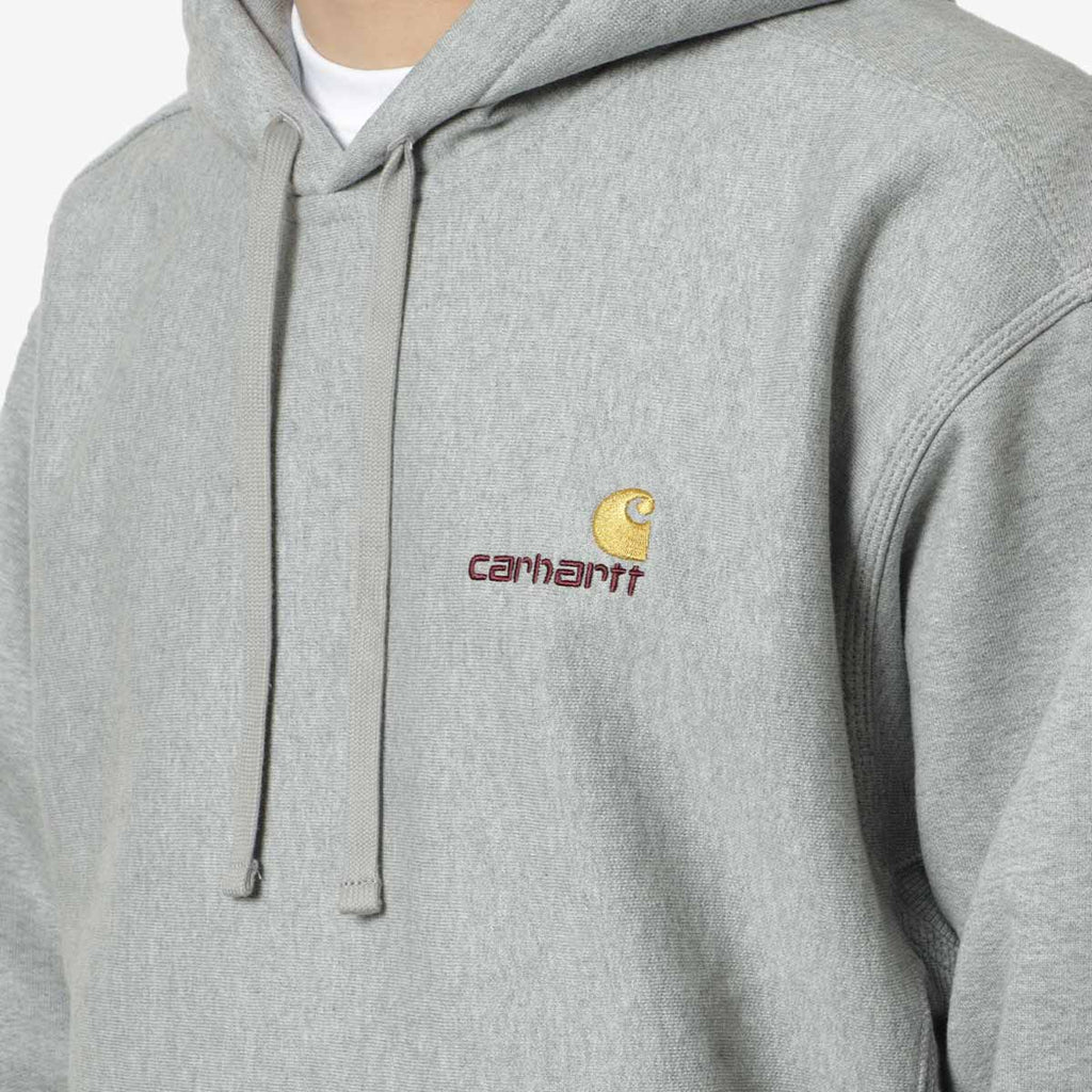 Carhartt WIP American Script Pullover Hoodie, Grey Heather, Detail Shot 2