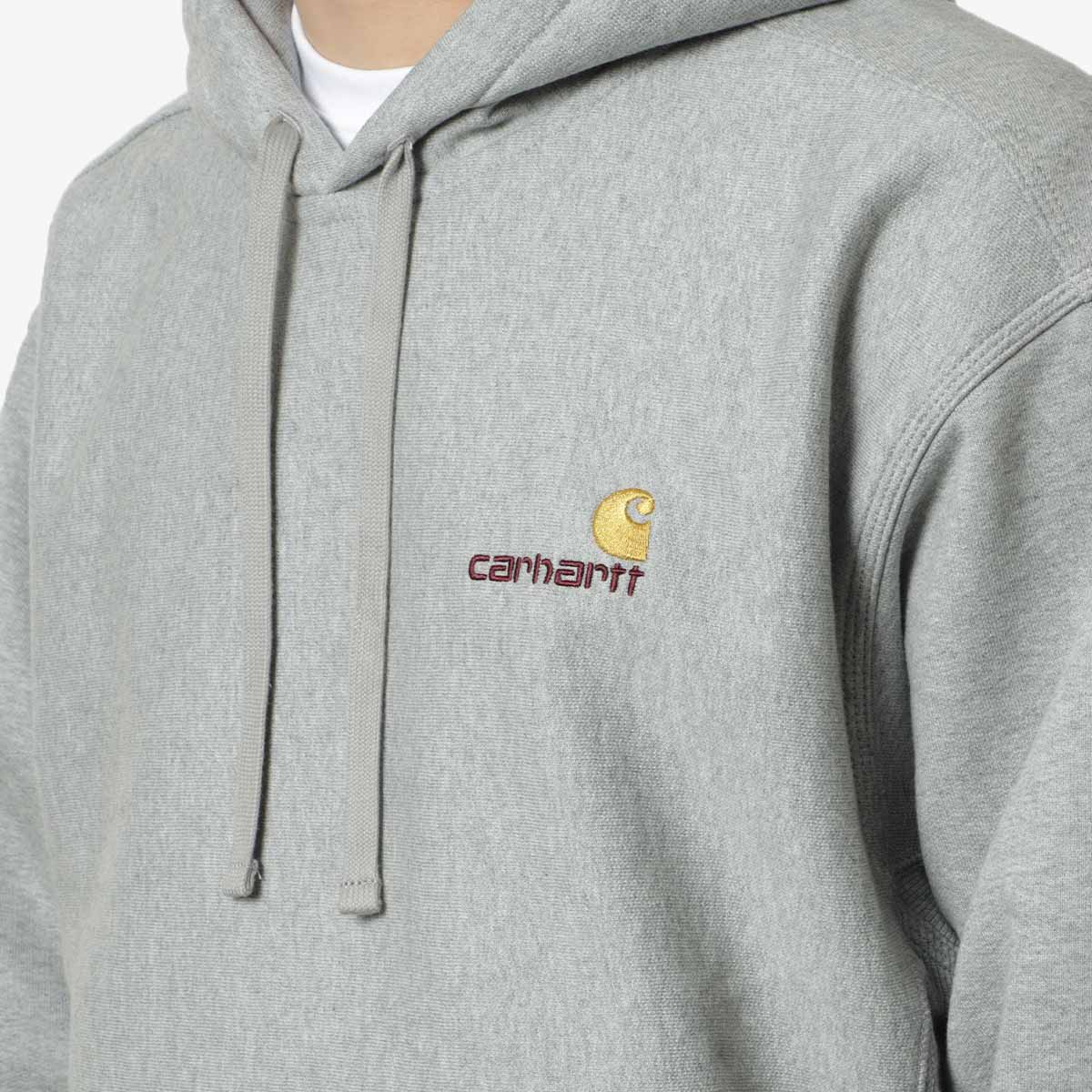 main Carhartt WIP American Script Pullover Hoodie, Grey Heather, Detail Shot 2